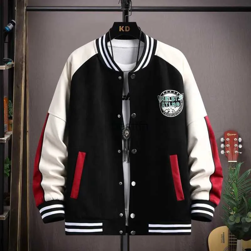 Giacche da uomo 2023 Nuova popolare giacca in pelle scamosciata Varsity unisex Bomber uniforme Hip Hop modello stampato sul retro giacche da baseball cappotto di modaL231006