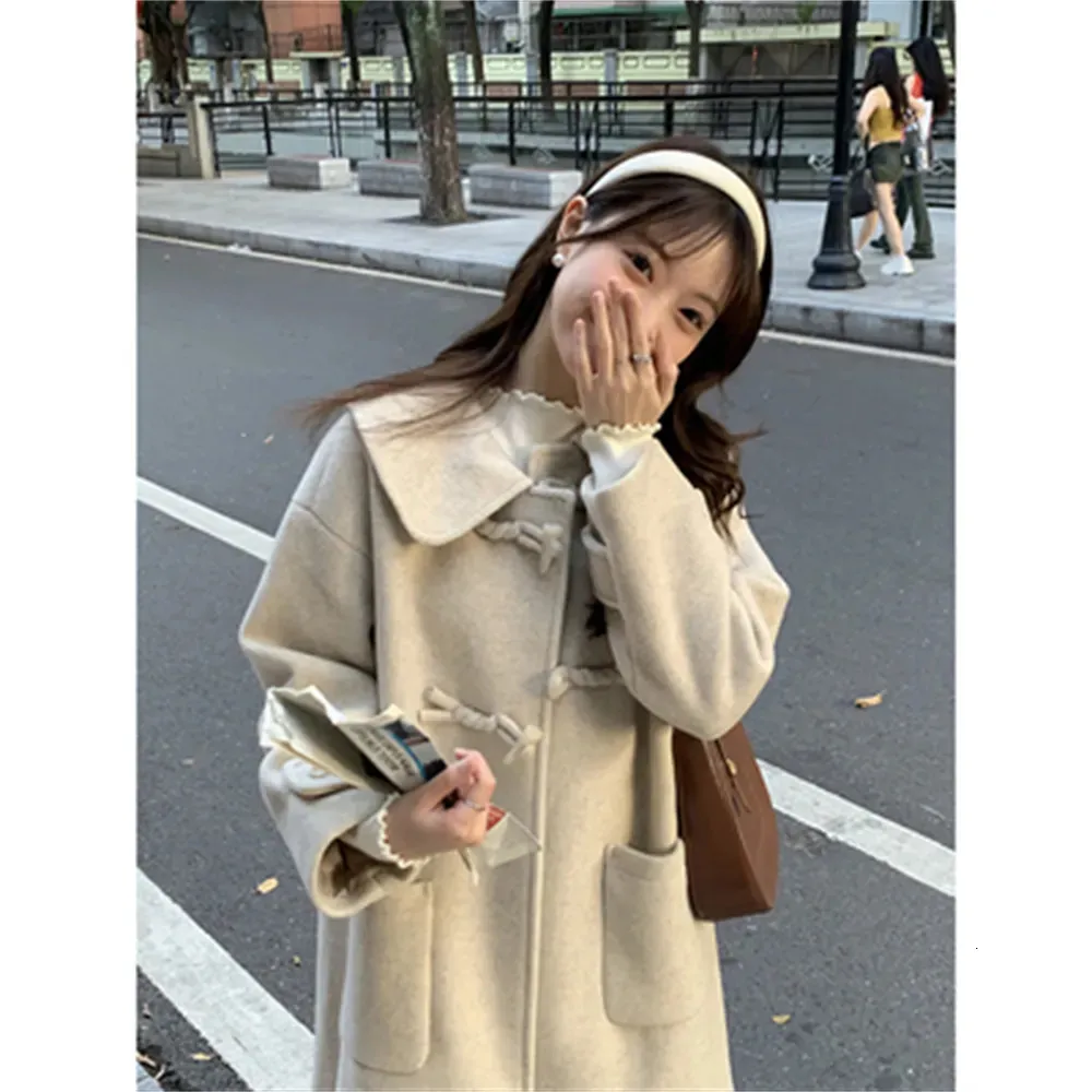 美品 柿乃葉 Ex Herringbone Wool Duffle Coat Duffle Coat Nutmeg - Double-faced wool cloth | Longchamp US