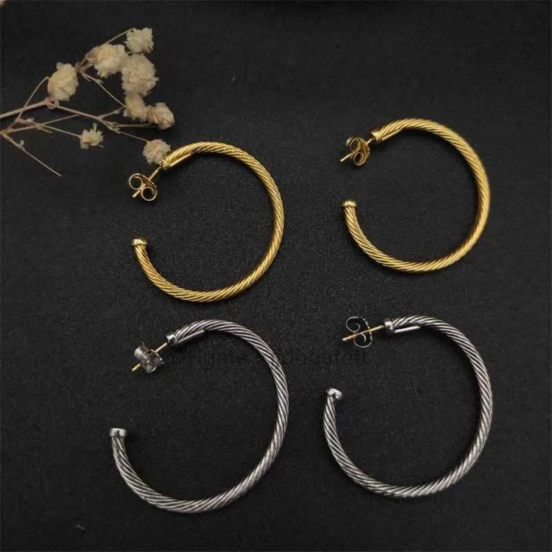 boucles d'oreilles Bijoux de luxe de haute qualité bijoux mode femme boucle d'oreille crochet en or de qualité boucles d'oreilles en fil torsadé en argent sterling avec plaqué jaune 14 carats