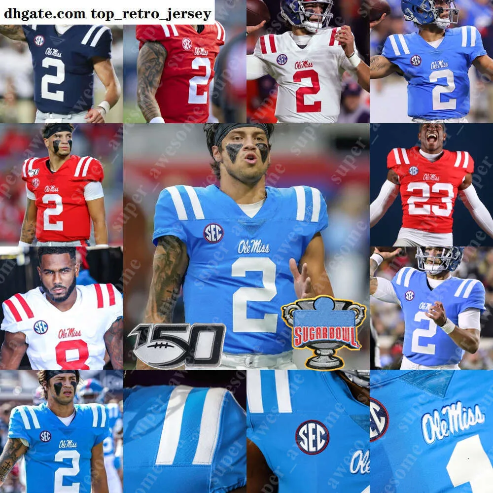 كرة القدم قمصان كرة القدم Ole Miss Rebels Jersey Matt Corral Jaxson Dart Zach Evans Jerrion Ealy Elijah Moore Quinshon Judkins Snoop Conner