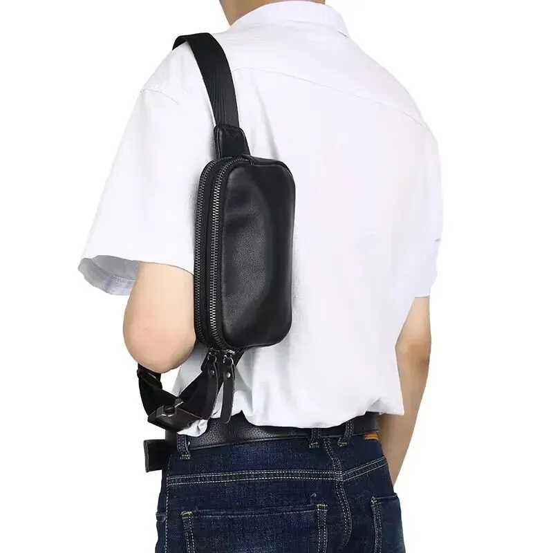 Taille Sacs Mini Fanny Packs pour hommes en cuir véritable sac de taille pour téléphone Simple mode sac de messager mâle facile voyage fronde sac à bandoulière 231006