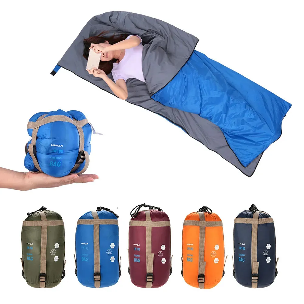 Śpiwory na zewnątrz w kopercie Mini ultralekka podróżna podróż turowa nylon 190 75 cm leniwa torba 231005