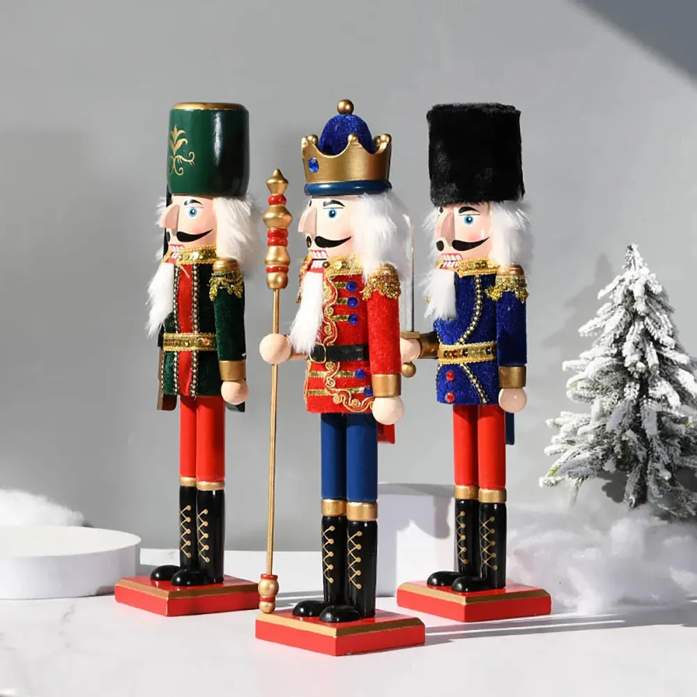 Wooden Nutcracker Christmas Decorations Creative 38cm Large Doll Puppet Desk Ornament