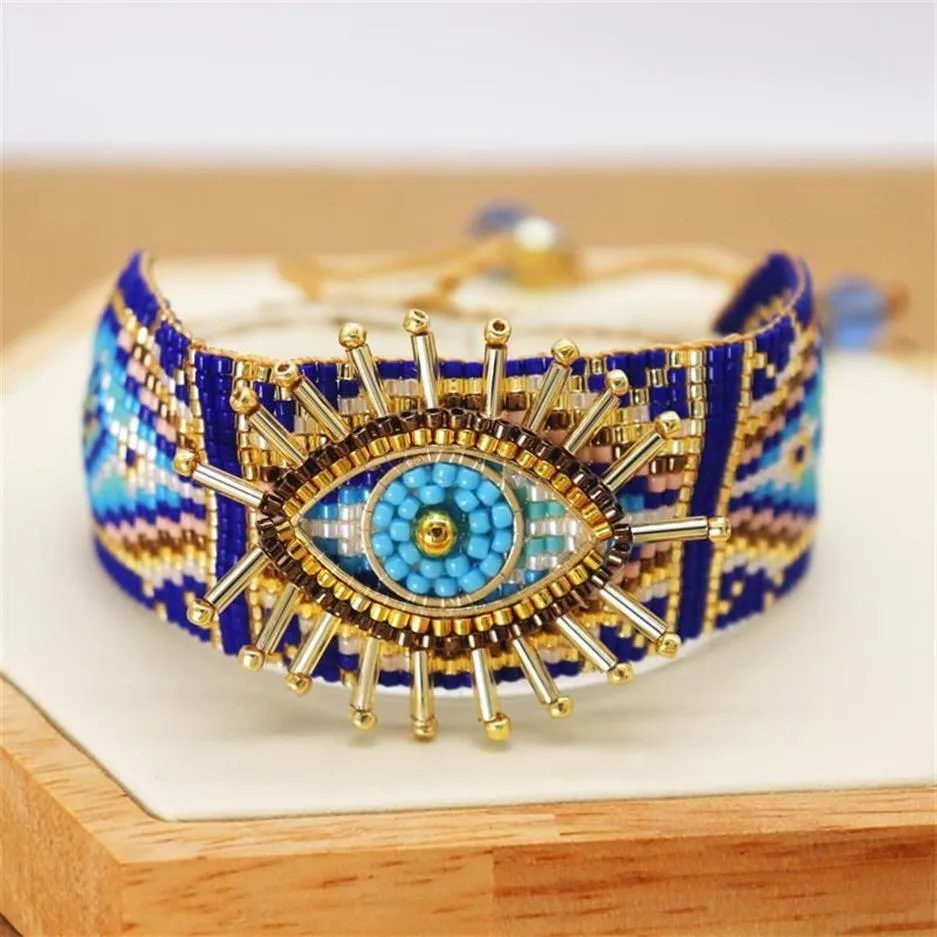 Boho Turkish Blue Evil Eye Crystal Beads Bracelet Couples Women Men Jewelry  Gift