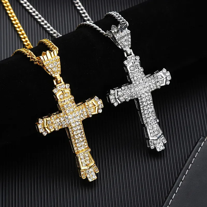 Chokers Heren Sieraden Luxe Rap Cubaanse Ketting Hanger Christelijke Religie Hip Hop Rock Kruis Ketting voor Mannen Vriendschap Sieraden Geschenken 231006