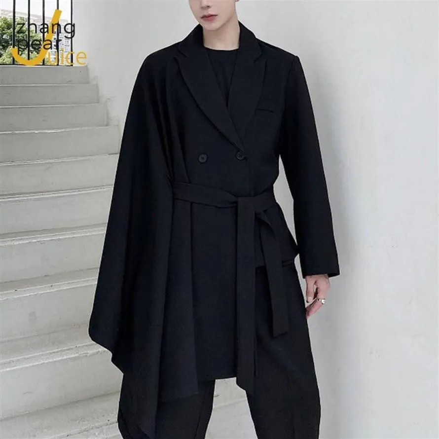 Men's Suits & Blazers Men Asymmetric Design Blazer Double Breasted Casual Suit Jacket Male Fashion Coat Cloak Clothing217t