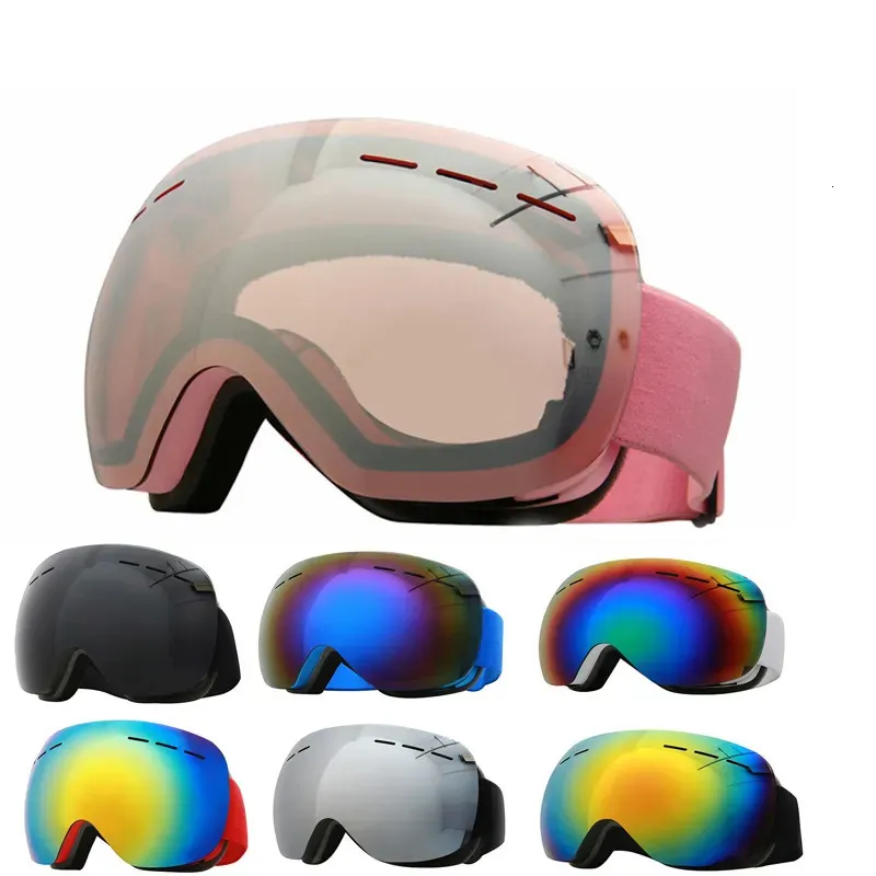 Skibrille Skibrille Damen Herren Doppellinse Antibeschlag Skimaske Zubehör Snowboardbrille Brillen Pink UV Winddicht Große Schneebrille 231005