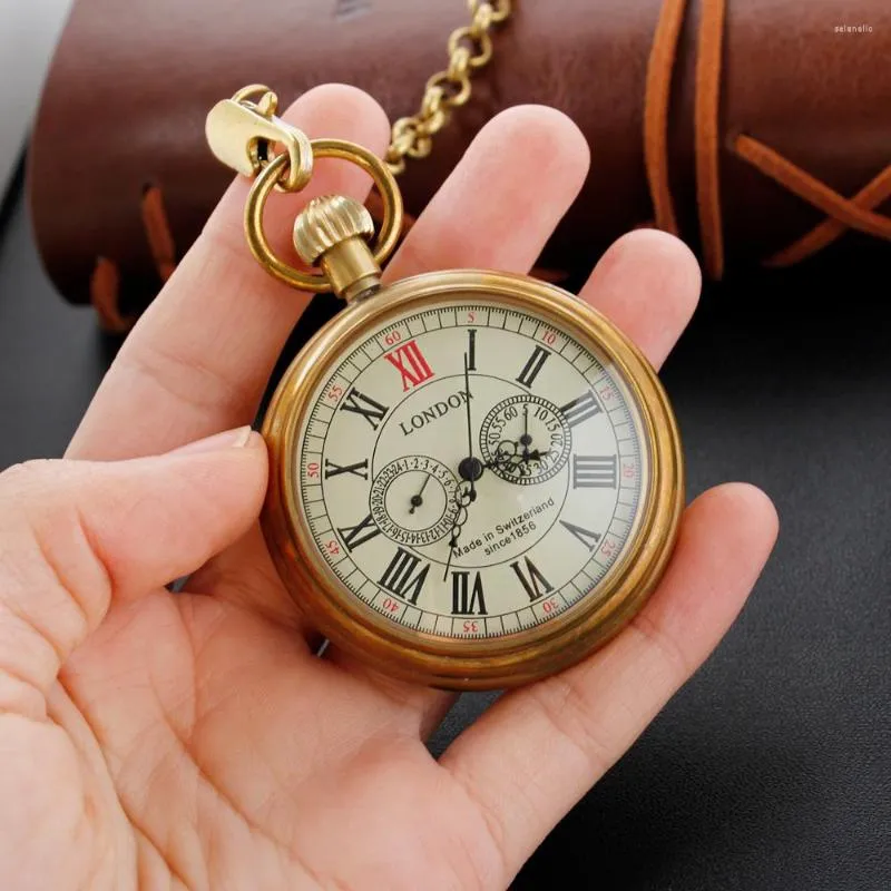 Montres de poche classiques Vintage pour hommes et femmes, montre mécanique Steampunk de londres, collier pendentif, cadeau de vacances pour hommes et femmes