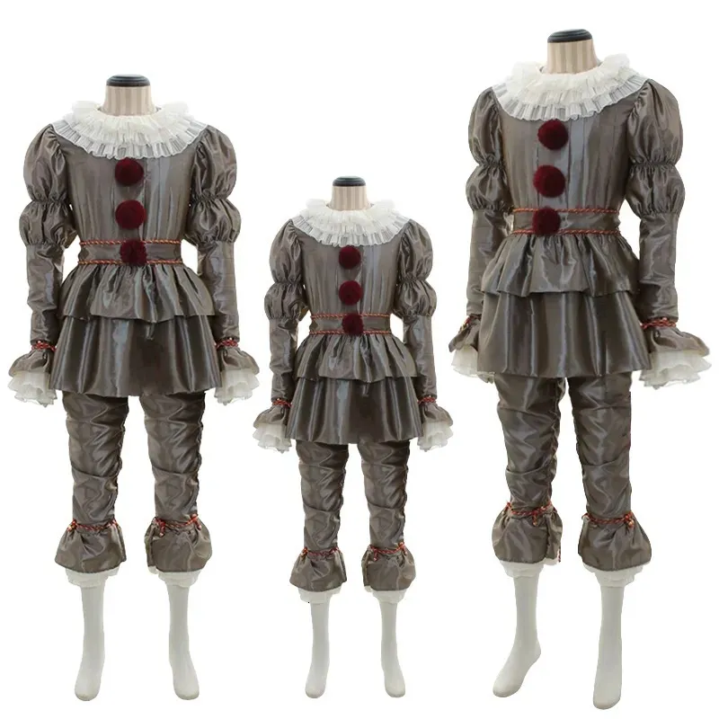 Familie bijpassende outfits Halloween cosplay Pennywise kostuum mannen vrouwen kinderen jongen meisje familie bijpassende Stephen It Resurrection nachtclown kledingset 231005