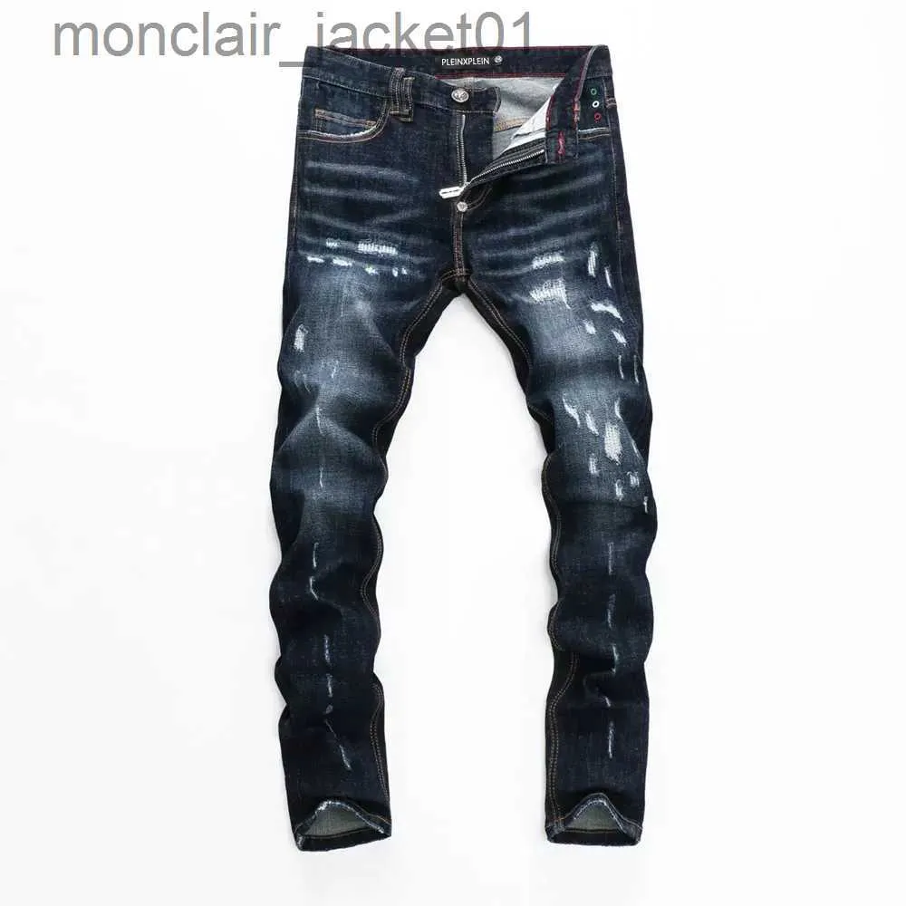 Мужские джинсы PLEINXPLEIN оригинальный дизайн муж синие джинсы стрейч мужские узкие джинсовые брюки джинсы с черепами джинсы стрейч мужские брюки J231006