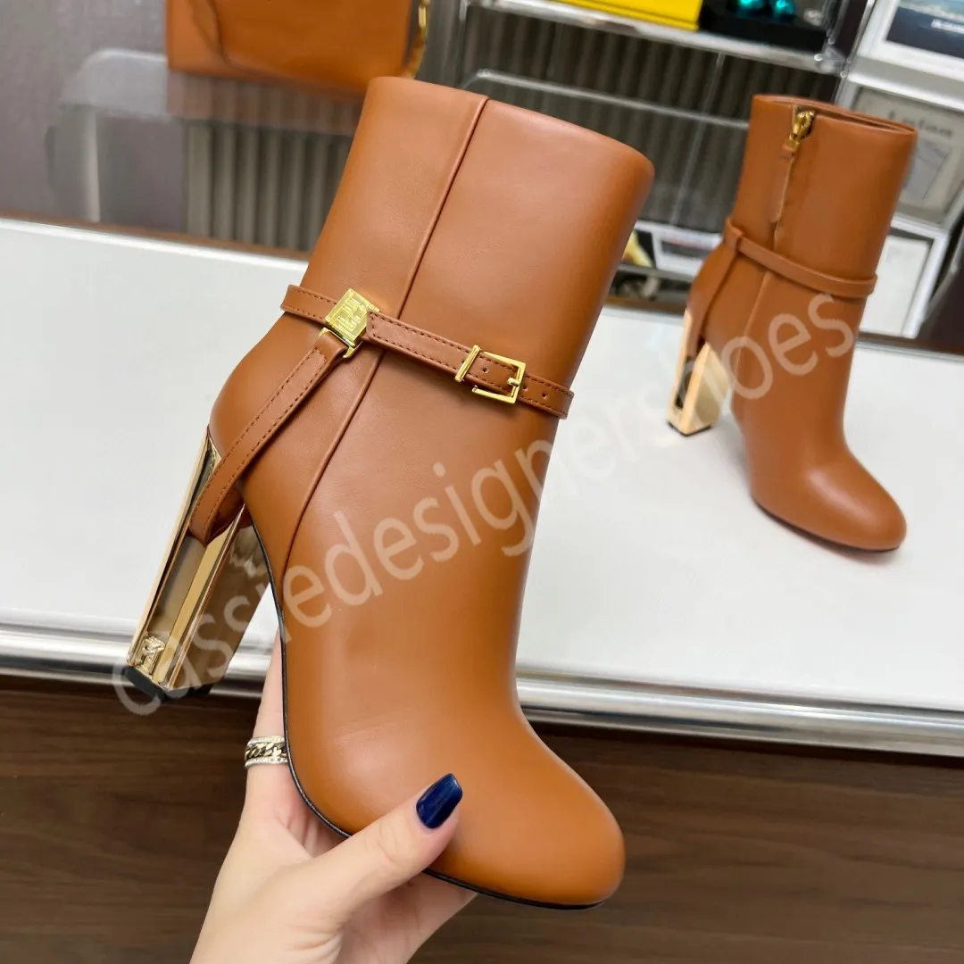 2024 frauen Stiefeletten Runde Kappe Damen Zip Stiefel Marke Designer Echtes Leder Weibliche Runway Kleid Party Schuhe Botas für frauen