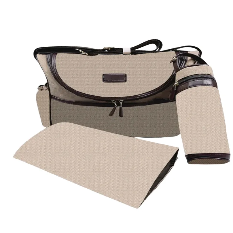 Diaper bag Waterproof Mommy diaper bag Baby Baby Zipper Brown plaid Print Sales Backpack Messenger Diaper Pile Tote Bag Fashion three piece set A014