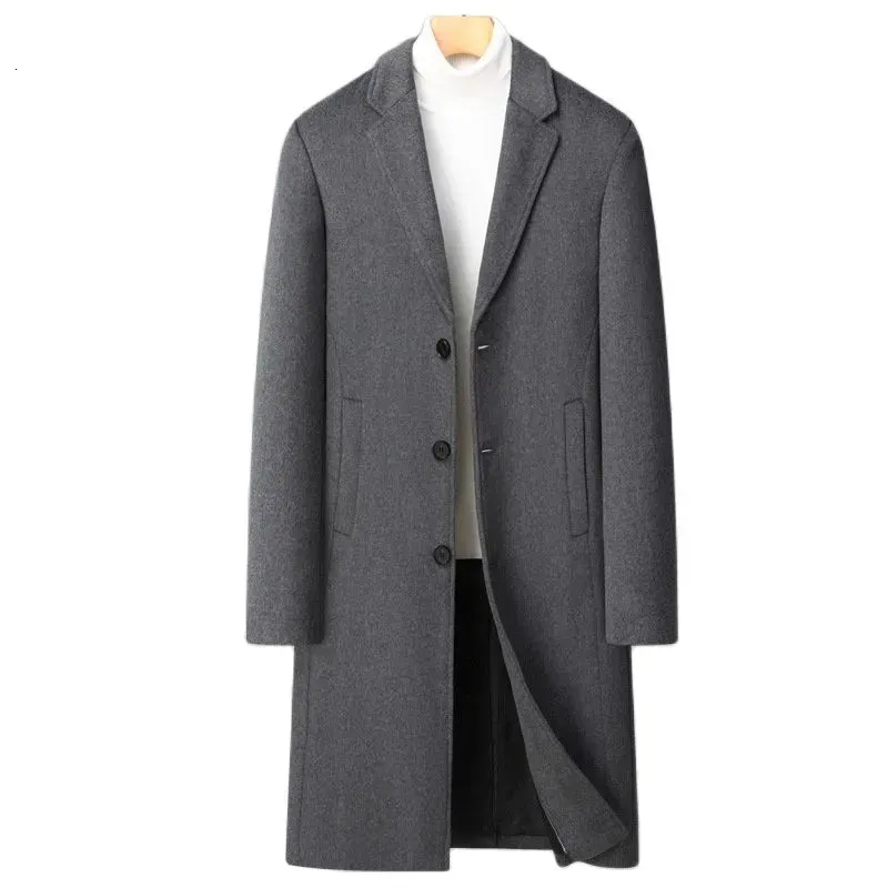 Misto lana da uomo Cappotto lungo invernale da uomo Cappotto classico elegante casual caldo monopetto misto lana Cappotto caldo antivento caldo colore puro Uomo 231005