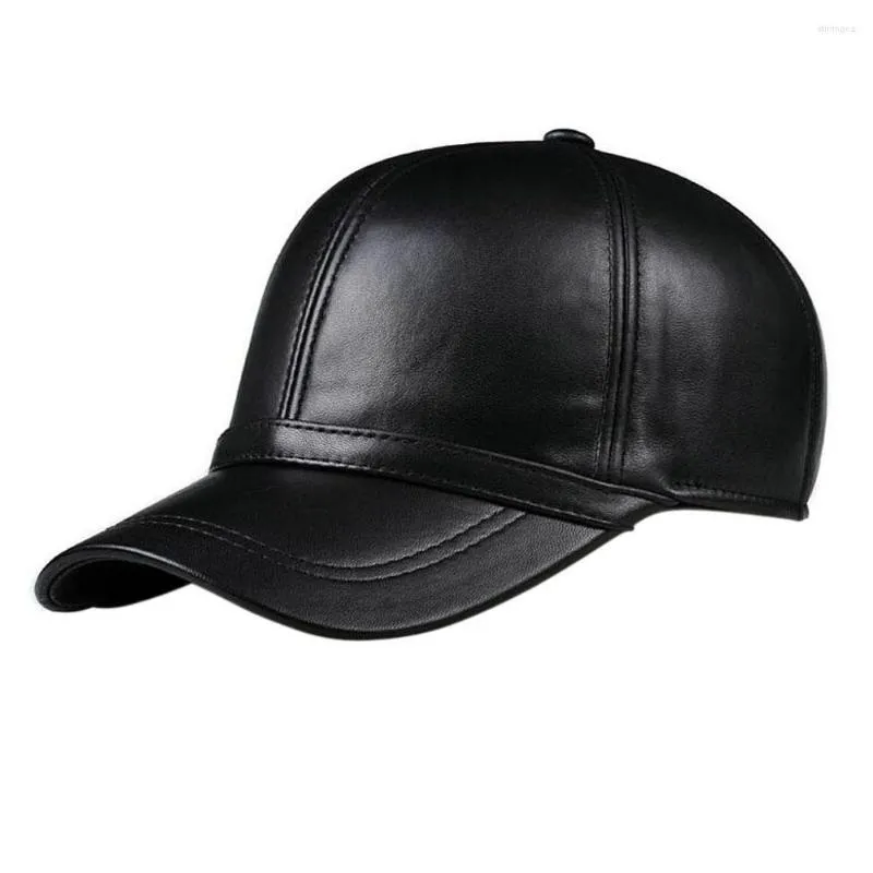 Ball Caps Arrival Men Genuine Sheepskin Baseball Cap Brand Casual Real Leather Snapback Male Father's Hats Adjustable