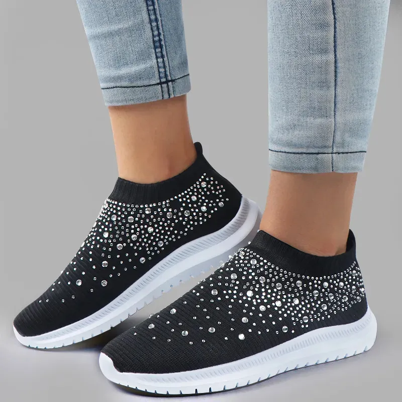 Slipper Schoenen Zomer Casual Dames Gevulkaniseerd Bling Platte Loafers Slip Op Sneaker Vrouwelijke Tenis Feminino 231006