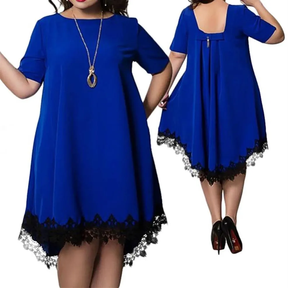 Robe d'été en dentelle pour femmes, grande taille 5XL 6Xl, décontractée, Mini, dos nu, pompon, Sexy, plage, fête, 313M