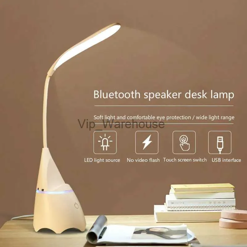 Tischlampen Multifunktions-Desktop-Bluetooth-Lautsprecher Schreibtischlampe Augenschutz Nachtlicht USB Bluetooth Audio Lade Lerntischlampe YQ231006