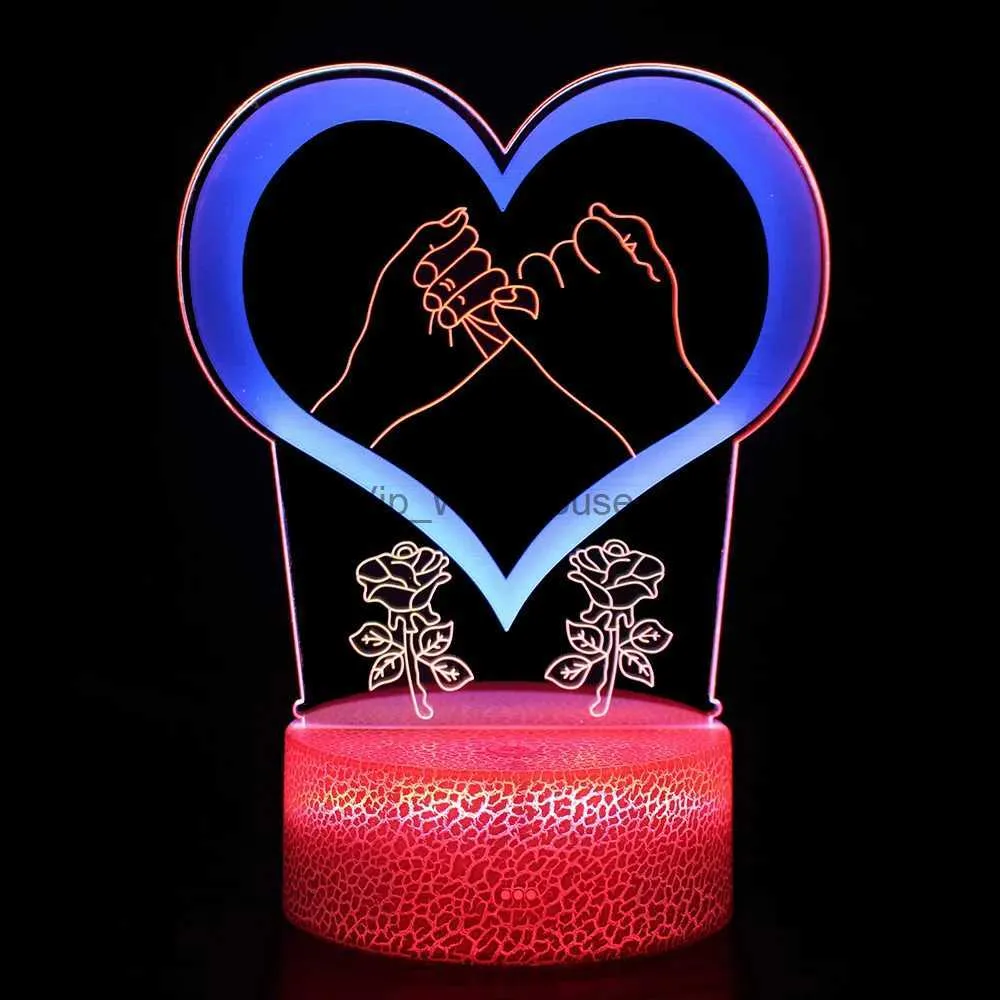 Table Lamps Colorful 3D LED Night Light Sweet Heart Shape Touch Switch Table Lamp for Wife Lover Gift YQ231006