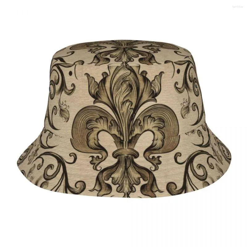 Berretti personalizzati vintage Fleur De Lis cappelli a secchiello uomo donna moda estate spiaggia sole fiore di giglio Fleur-De-Lys berretto da pescatore