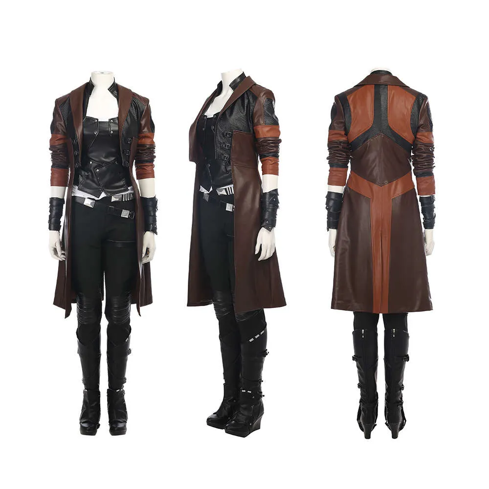 Costume de Cosplay de super-héros Gamora pour femme, tenue d'halloween en cuir Pu pour adulte, sur mesure