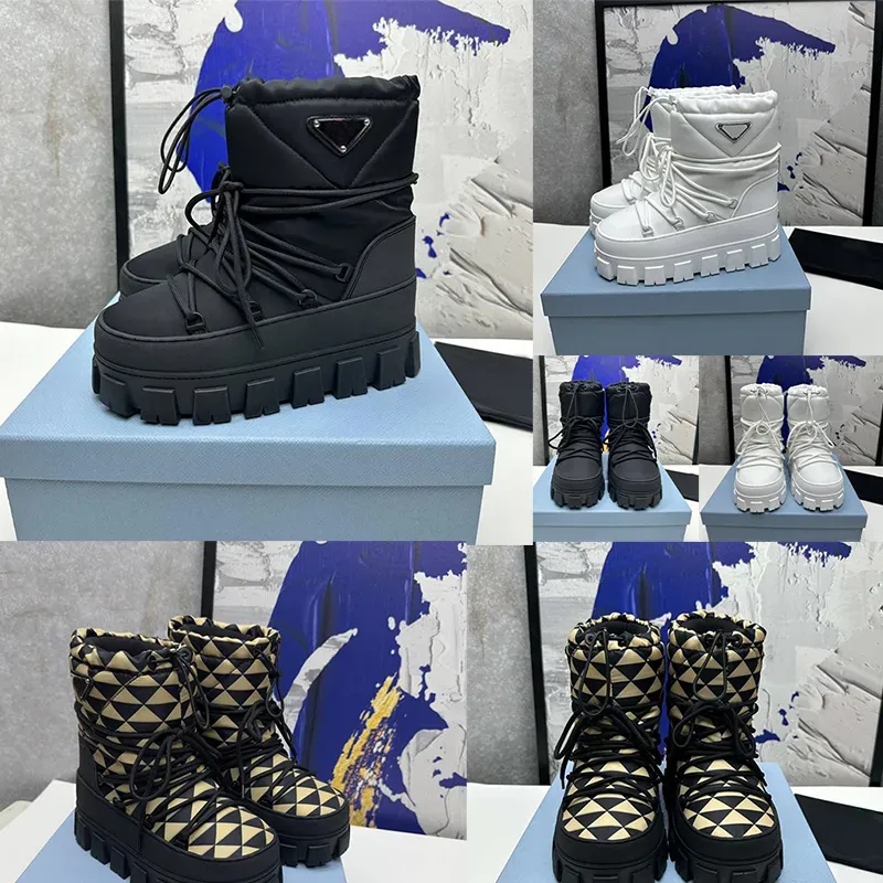 Stivali firmati Stivali da neve in peluche con coulisse Stivali da donna di alta qualità Mezzi stivaletti Scarpe stile classico Stivali da neve autunnali invernali Scarponi da sci