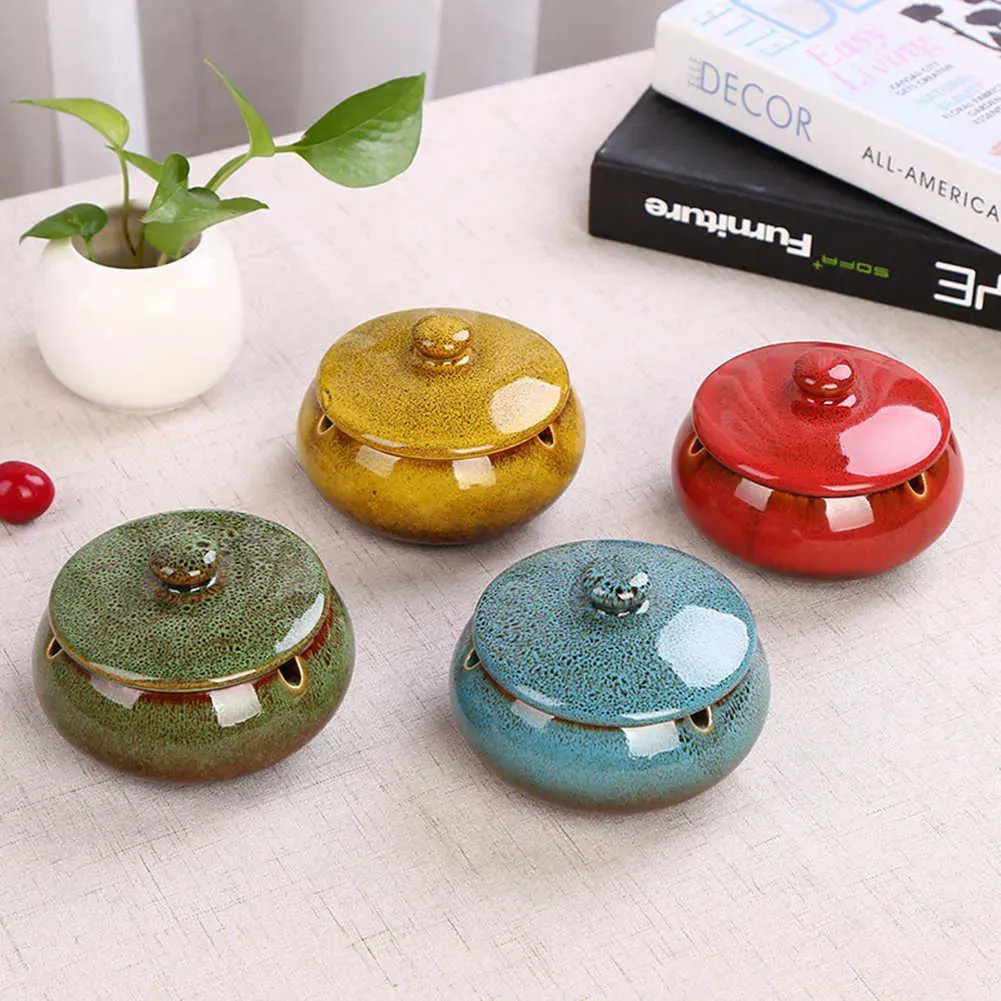 メイ DHgate.com:Home Office Round Ceramic Ashtray Ash Tray Holder