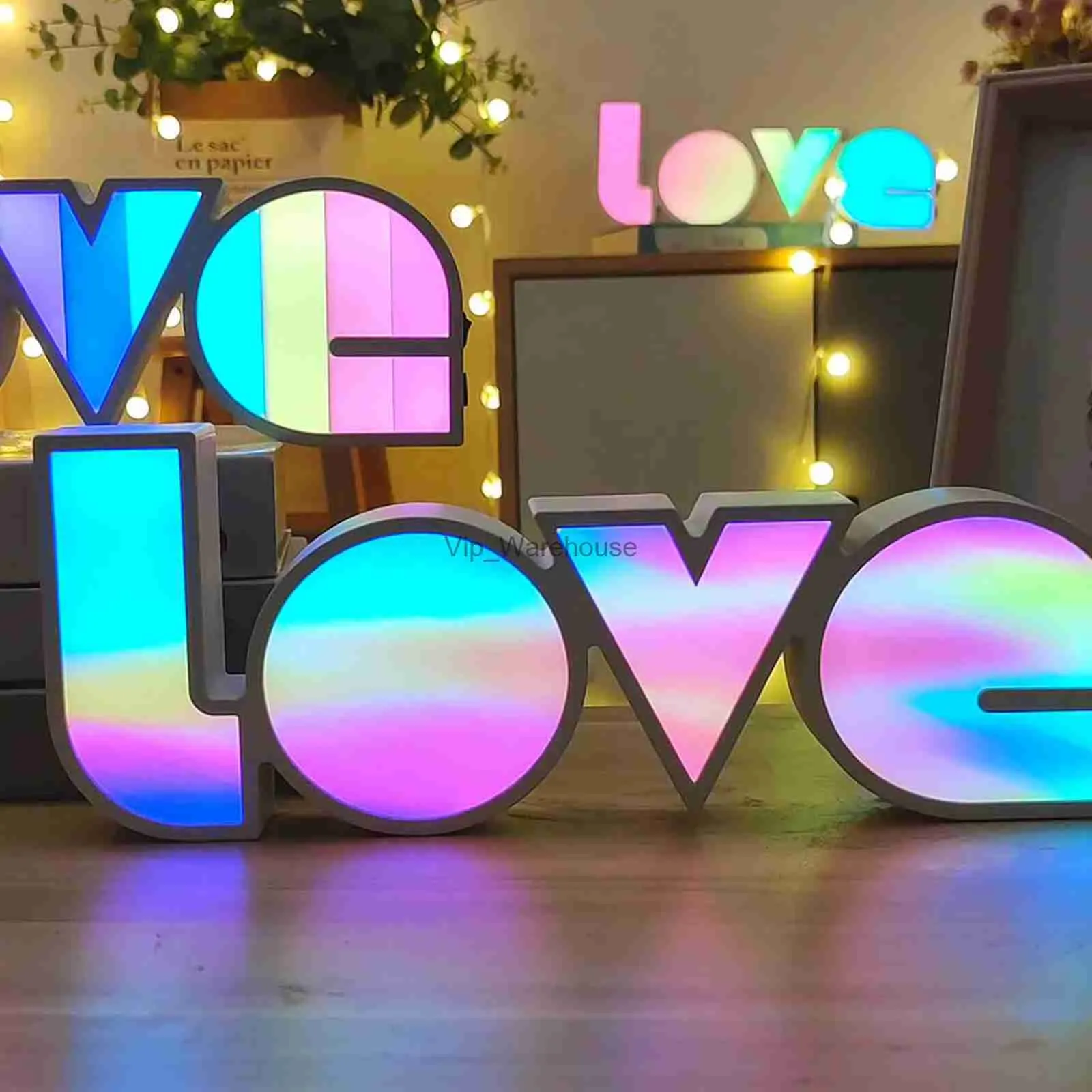 Lâmpadas de mesa Love Neon Lights Letter LOVE LED Letter Sign Night Light Marquee Table Lamp Lanternas Nightlight para decoração de casamento de Natal YQ231006