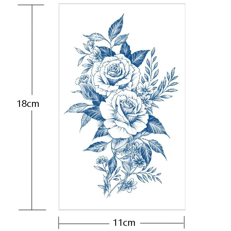 Temporary Tattoos herbal juice tattoo stickers semi permanent lasting women waterproof sweat plant ink rose flowers 220930