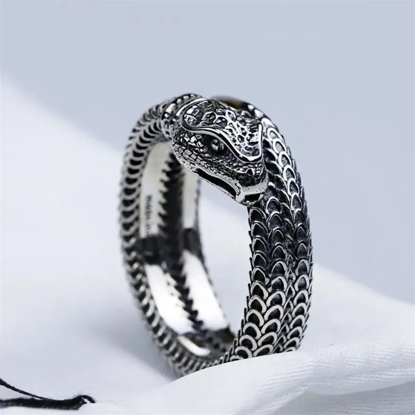 luxury designer Jewelry mens Lovers Ring fashion classic Snake Ring designers Men and Women rings 925 Sterling Silver hiphop ringe336A
