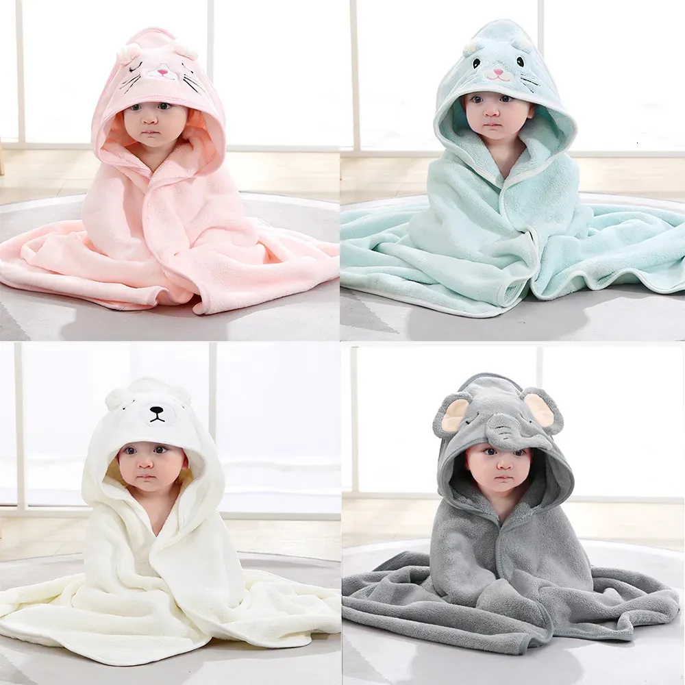 Serviettes Robes 0-3Y unisexe bébé peignoir flanelle cape dessin animé garçon fille Ultra-doux à capuche Spa Robe serviette de bain né couverture bébé douche cadeau 231006