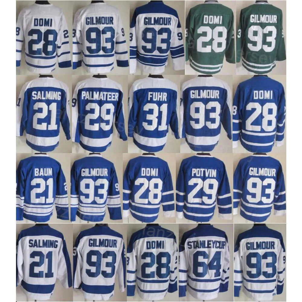 Man Vintage Hockey 29 Mike Palmateer Jerseys Retro 21 Borje Salming 64 Stanleycup 29 Felix Potvin 93 Doug Gilmour 75th Anniversary Pension Classic CCM Embroidery