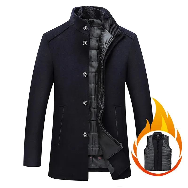 Men's Wool Blends Men Thick Winter Warm Jacket Parkas Coat Men Fashion Autumn Clothing Windproof Woolen Slim Adjustable Vest Parkas Male 231006