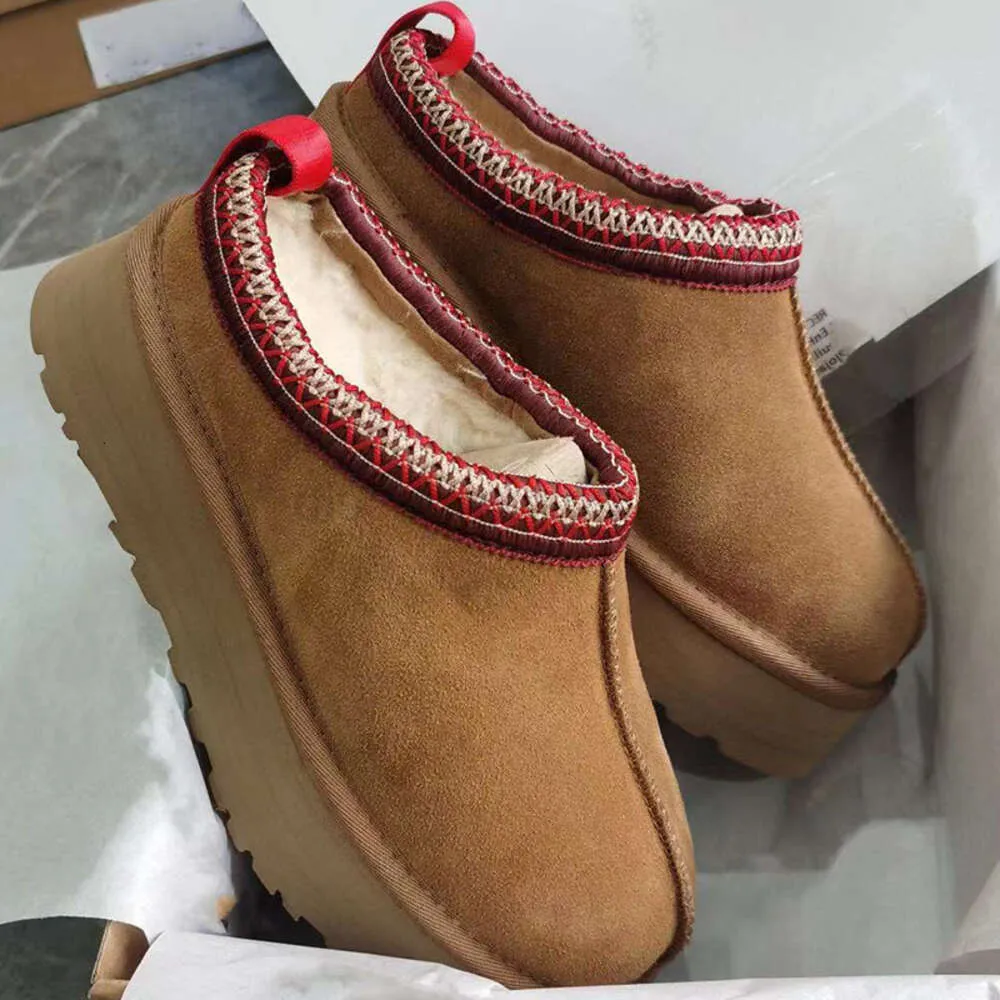 Australia boots Tazz Tasman ultra mini platform booties women ladies Suede Shearling slippers winter snow wool ankle boot Chestnut Designer Fur ugge shoeshS