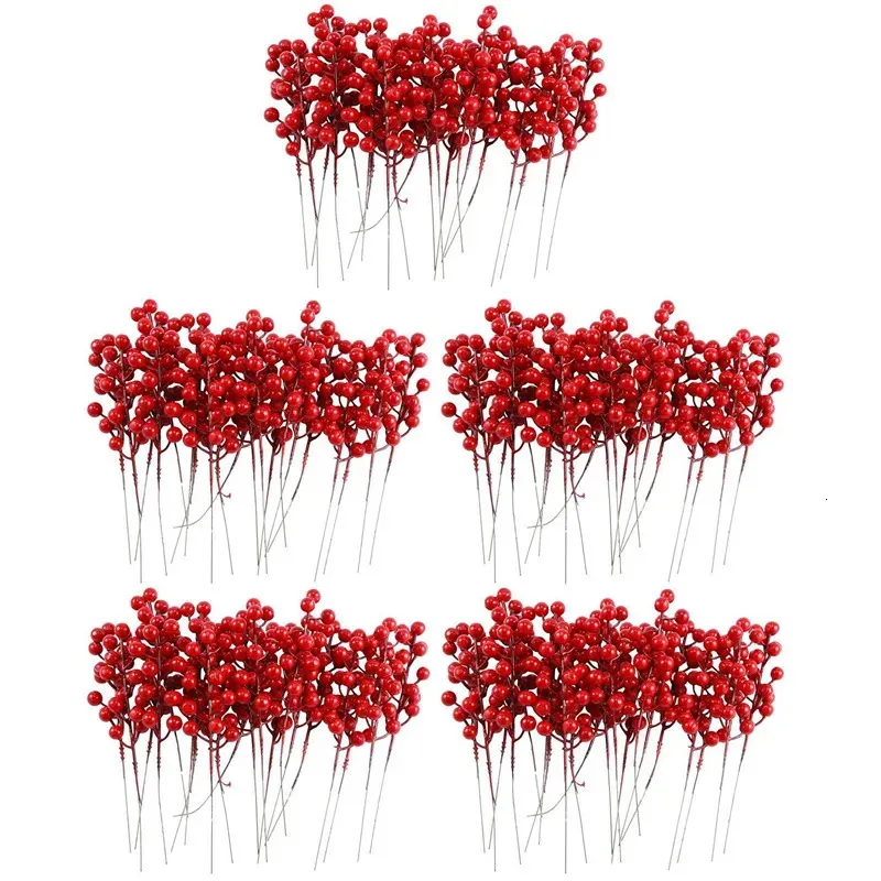 Autres fournitures de fête d'événement 100 pack 8 pouces tiges de baies rouges de Noël artificielles pour les ornements d'arbre de Noël bricolage décoration de vacances de Noël 231005