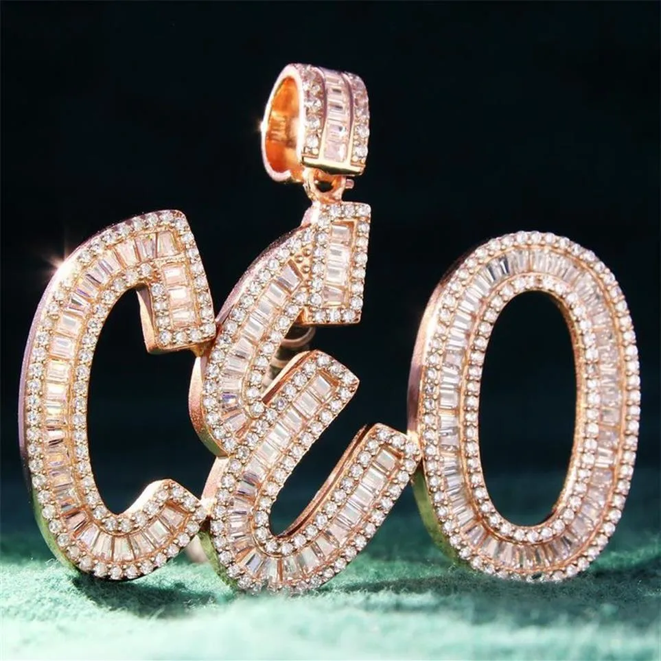 Baguette personnalisée initiales lettres nom collier chaîne Hip Hop glacé Zircon bricolage cadeau pour maman jours Friend193m