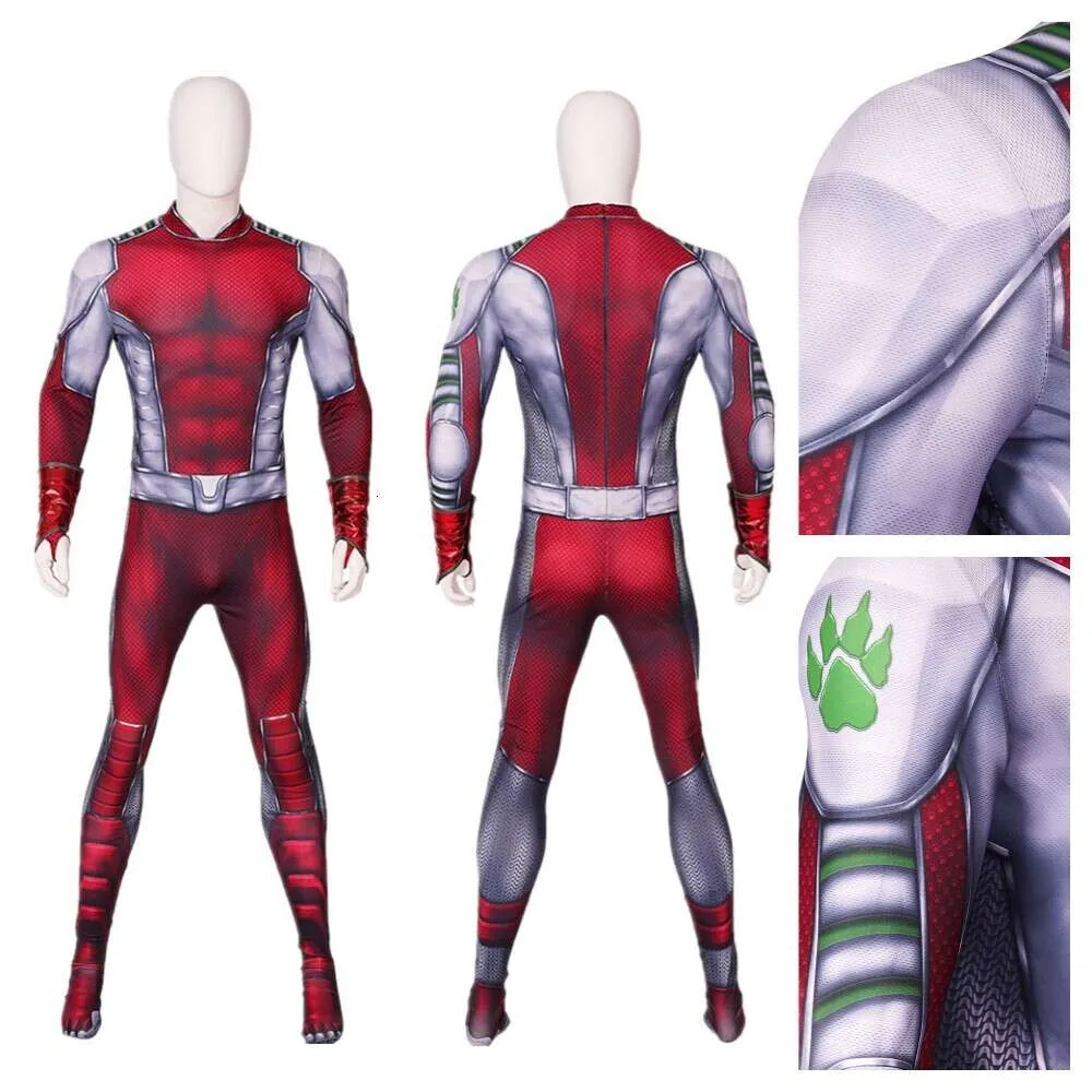 Mann Cosplay Zentai Anzug Disguise Beast Kostüm Roter Overall mit Maske Spandex 3D bedruckter Body Fancy Dresscosplay