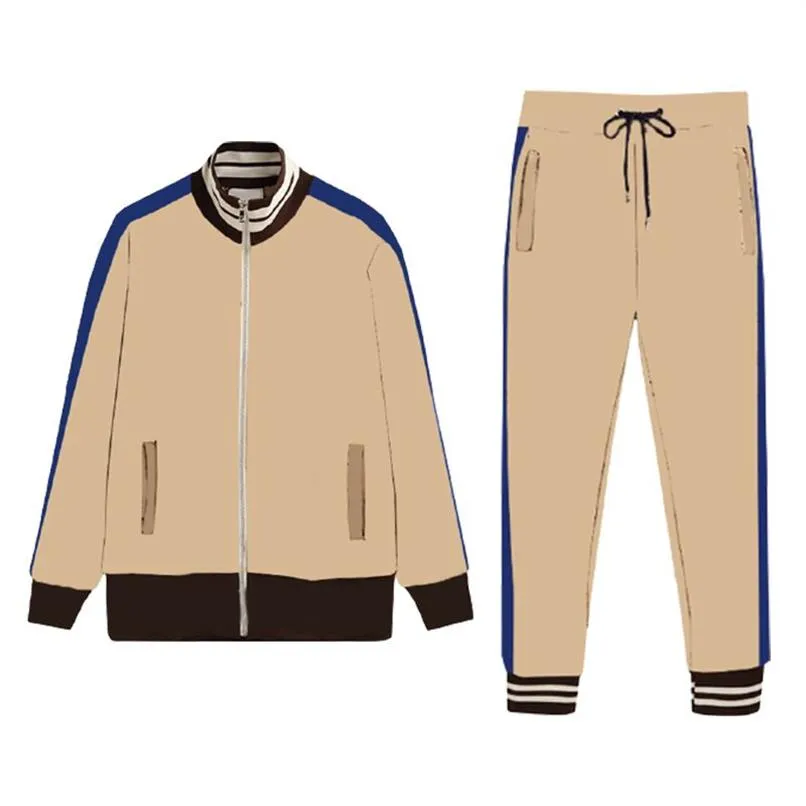 Herrmode -spårningsdräkter Klassiska bokstäver som skriver ut två stycken Outfits Boys 2021 Autumn Jackets and Sweatpants Active Running SportsW225D