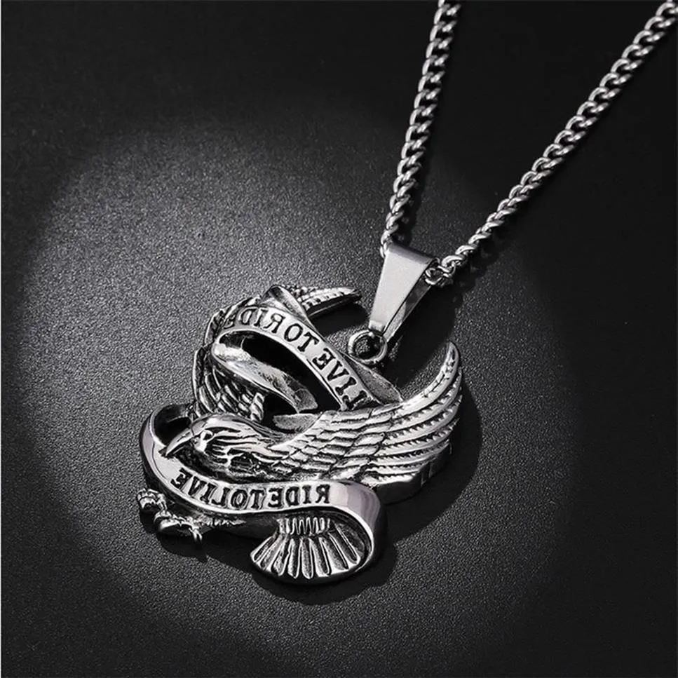 Collier Style Punk pour hommes et femmes, pendentif aigle cavalier, rétro, avec chaîne fouet, bijoux à la mode, cadeaux, colliers 3027