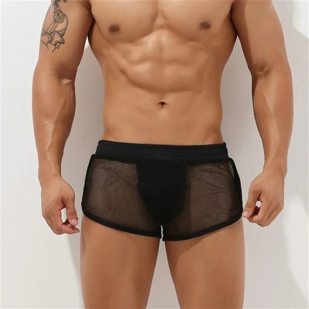 New Men's Boxers Shorts Mesh Lining Pajamas at Home Casual Trunks Quick Dry Breathable and Comfortable 210306170J