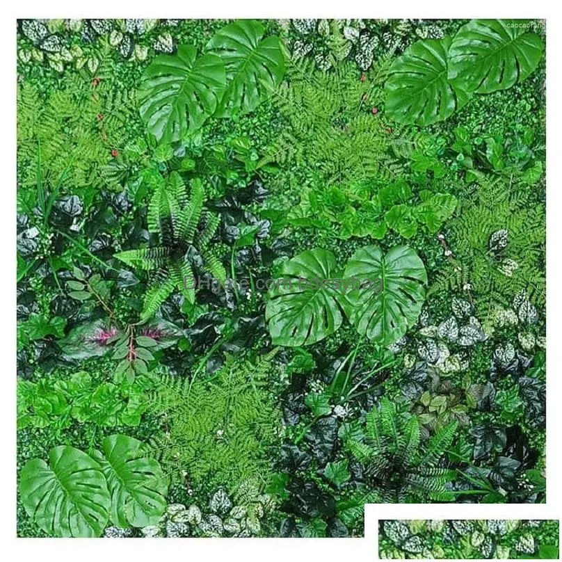 decorative flowers 3d green artificial plants wall decor panel fake lawn carpet wedding backdrop garden grass flower home decoration