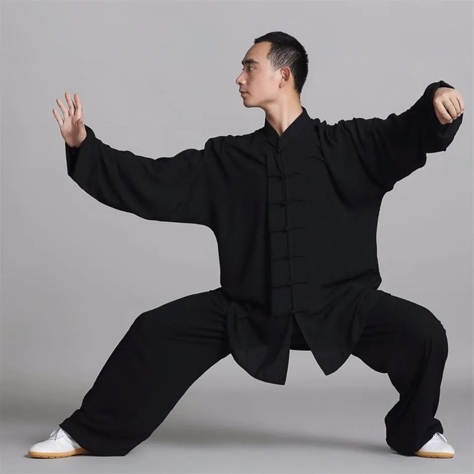 Unisex Baumwollseide Wushu Kampf traditionelle chinesische Kleidung KungFu Uniform Anzug Uniformen Tai Chi Morgenübung Leistung W282S