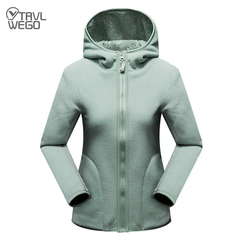 Andere sportartikelen TRVLWEGO Dames Campingjack Lichtgewicht Warm Polar Fleece Capuchon FullZip Thermische Bovenkleding Hardlopen Wandelen Reizen Casual jas 231006