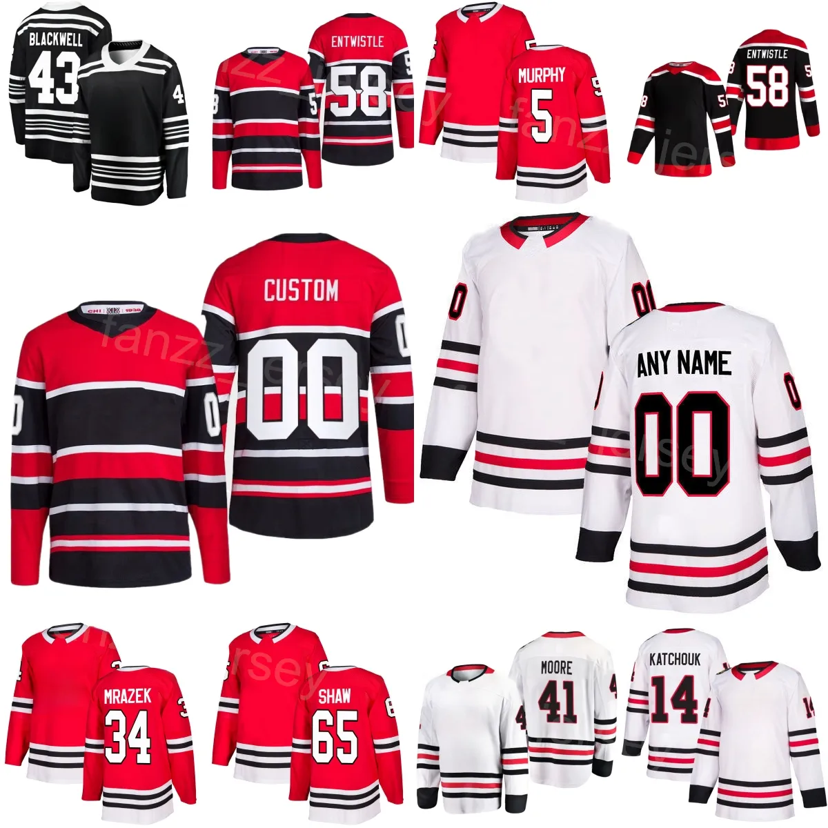 남자 여자 아이 하키 58 Mackenzie Entwistle Jersey 34 Petr Mrazek 65 Andrew Shaw 43 Colin Blackwell 41 Oliver Moore 14 Boris Katchouk Jujhar Khaira Winter Classic