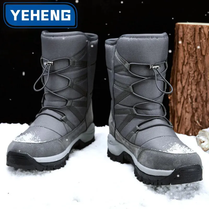 Stövlar Vinterm Men's Warm Snow Boots Shaggy Fleece Ankle Boots Kvinnors utomhus Sneakers Waterproof Non-Slip Work Boots vandringsstövlar 231006