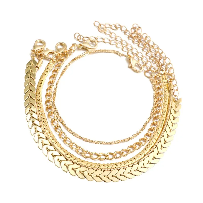 Fashion Gold Color Bracelet Set For Women Minimalist Snake Twisted Rope Chain Bangle Female Girls Trend Jewelry Accessories