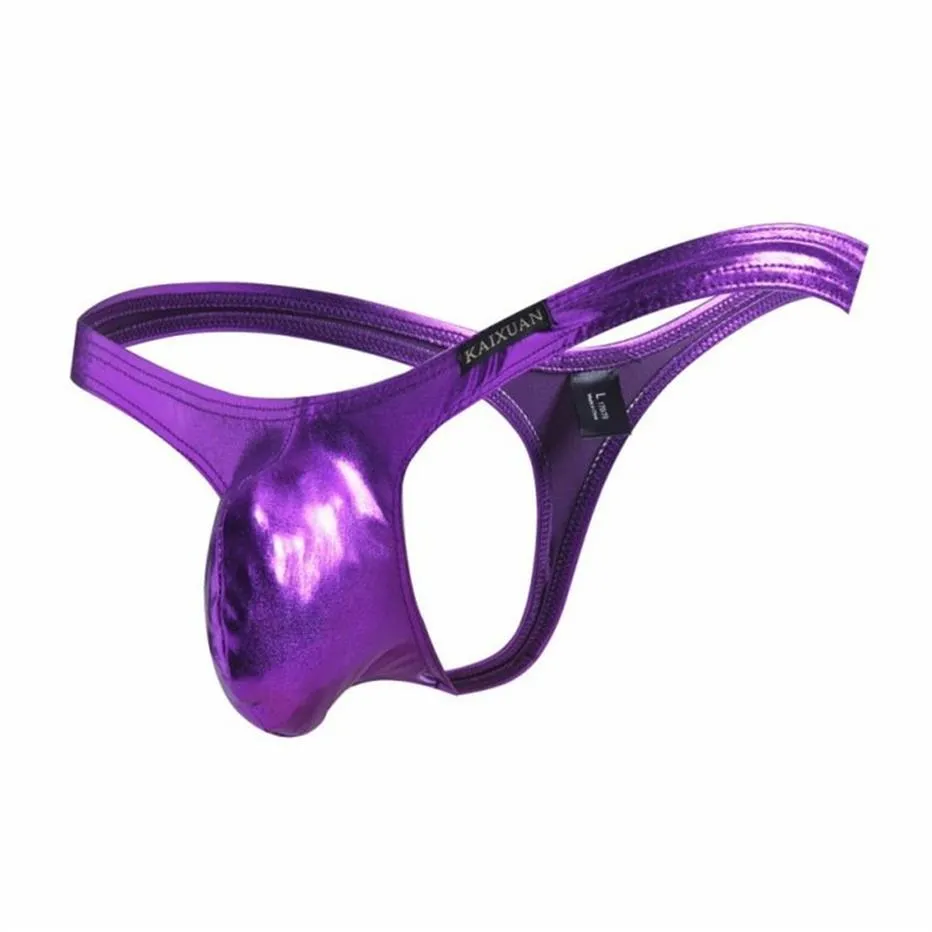 Design sexy da uomo perizoma intimo luminoso in ecopelle sexy custodia per pene perizoma palcoscenico discoteca spettacoli mutande317k