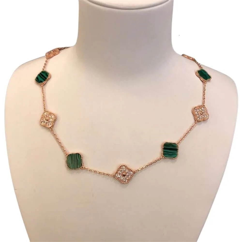 Van-Clef & Arpes Necklace Designer Jewelry Women Original Quality Necklace Gold Pendant 10 Four Leaf Diamond For Long Chain Titanium Silver Pated Multicolor