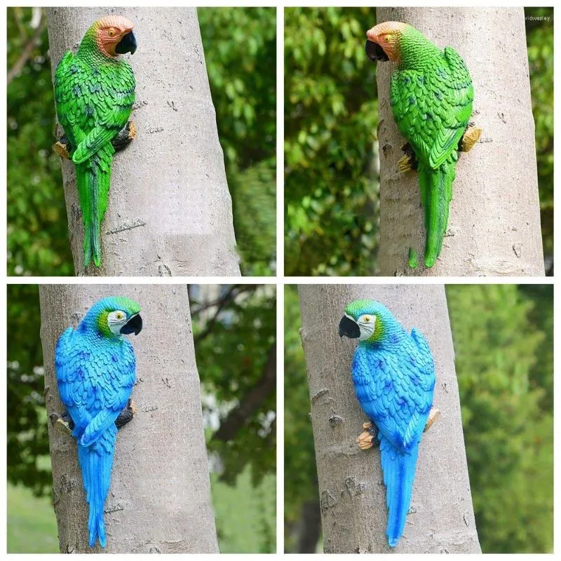 Garden Decorations Gift Outdoor Indoor Decoration Tree Ornament Lifelike Parrot Statue Animal Sculpture Bird Figurines Wall Mounted