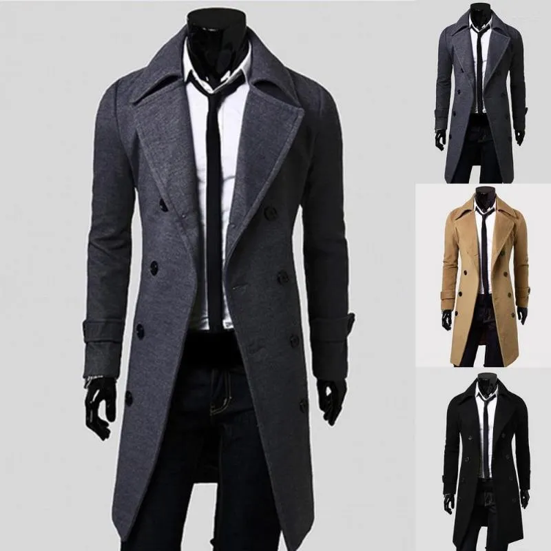 Herrgravrockar Stylish Men Coat TurnDown Collar Temperament Cyleproof Pure Color Jacket