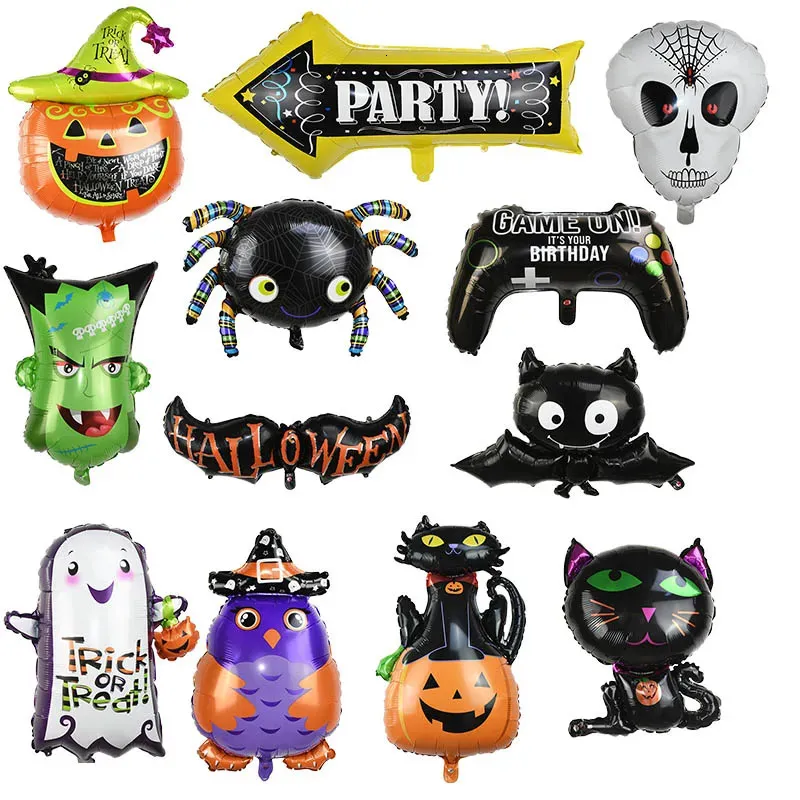 1pc Halloween Decorations Cartoon Pumpkin Ghost Bat Spider Shape Foil Balloons Kid Toys Globos For Halloween Party Deco Supplies